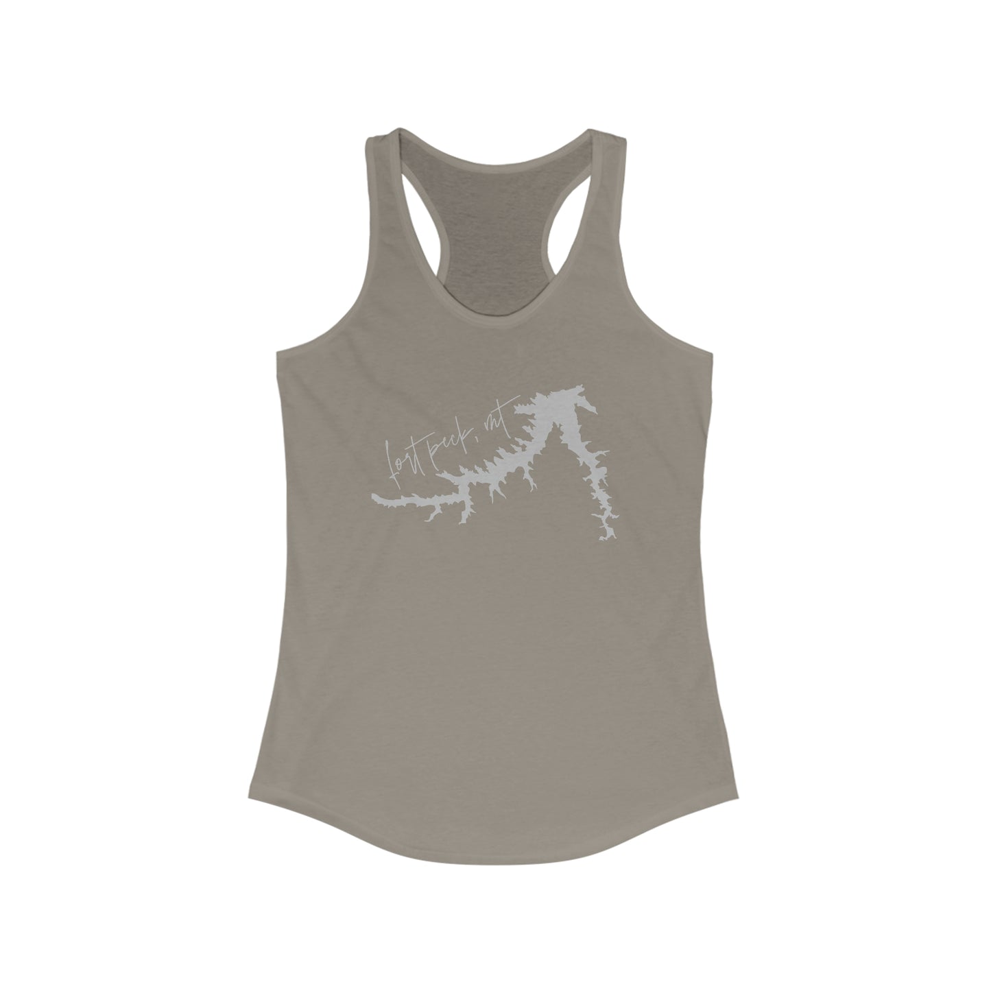 Naked Acres Fort Peck, MT Women's Ideal Racerback Tank in White, Black, Warm Grey, Military Green, Hot Pink, and Indigo