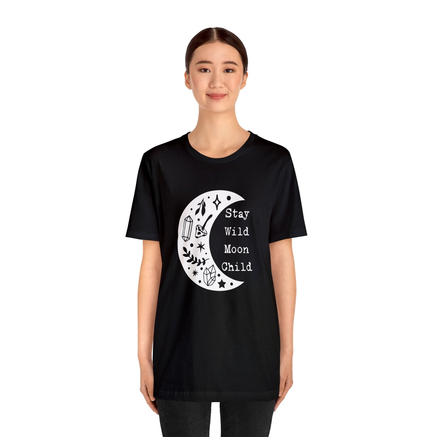 SolLingo Stay Wild Moon Child Adult Unisex Jersey Short Sleeve Tee in Black, Steel Blue, Army, Dark Grey Heather or Heather Navy