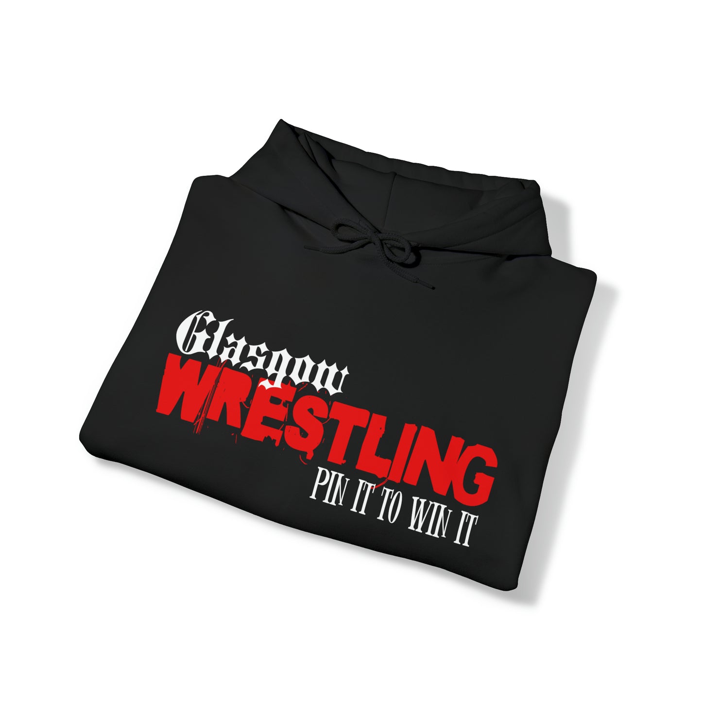 Glasgow Wrestling Pin it to Win it  Adult Unisex Heavy Blend™ Hooded Sweatshirt in Black