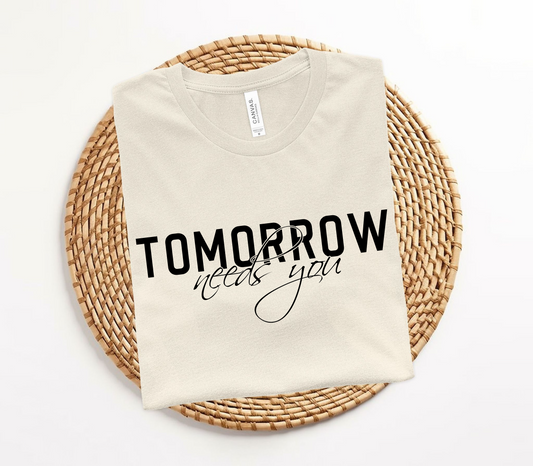 SolLingo Tomorrow Needs You Adult Unisex Jersey Short Sleeve Tee in Natural, White, and Ash