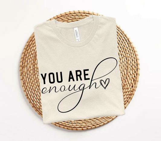 SolLingo You Are Enough Adult Unisex Jersey Short Sleeve Tee in Natural, White, and Ash