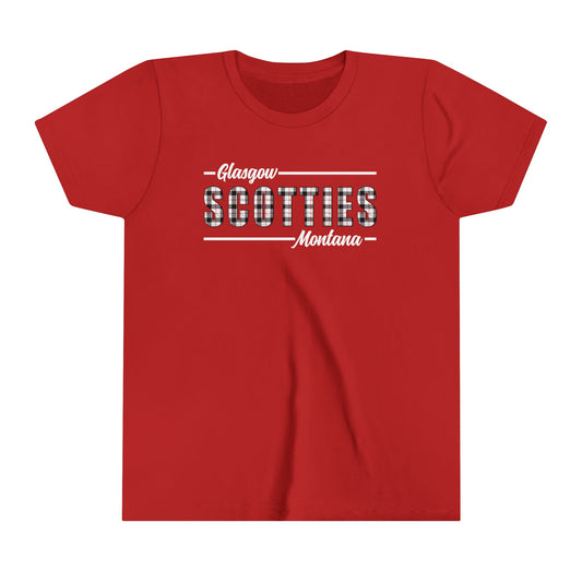 Glasgow Scotties Montana Plaid Youth Tee in Red and Black