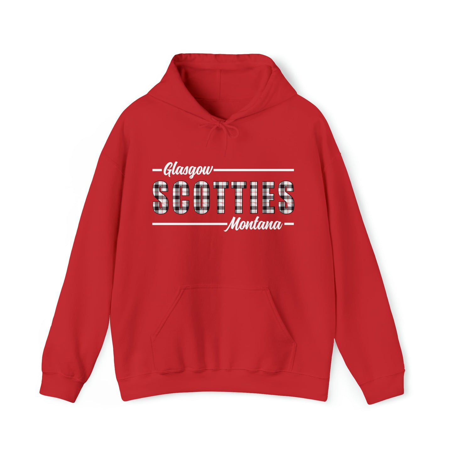 Glasgow Scotties Montana Plaid Unisex Hoodie in Red or Black