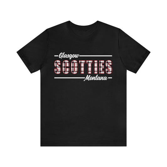 Glasgow Scotties Montana Plaid Adult Unisex Tee in Red or Black