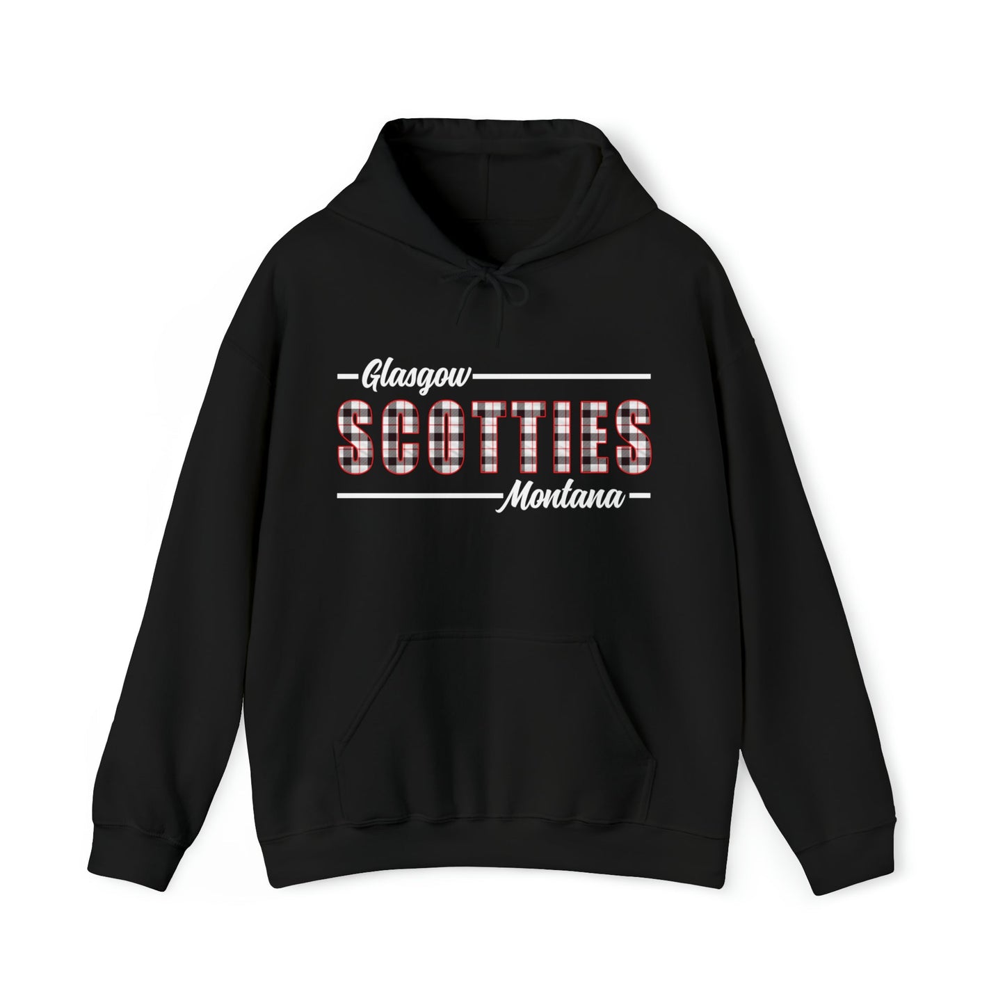 Glasgow Scotties Montana Plaid Unisex Hoodie in Red or Black