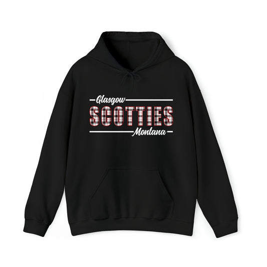 Glasgow Scotties Montana Plaid Unisex Hoodie in Red or Black